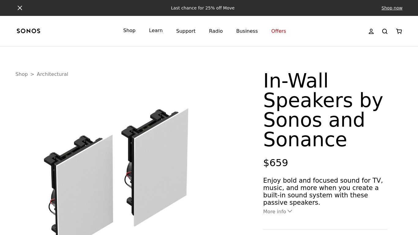 Sonos In-Wall Speaker Landing page