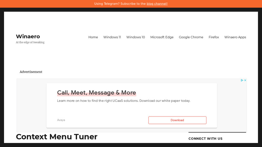 Winaero Context Menu Tuner Landing Page