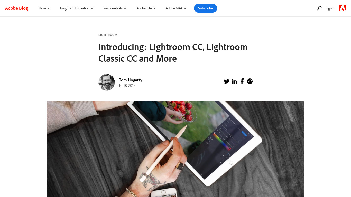 Lightroom CC from Adobe Landing page