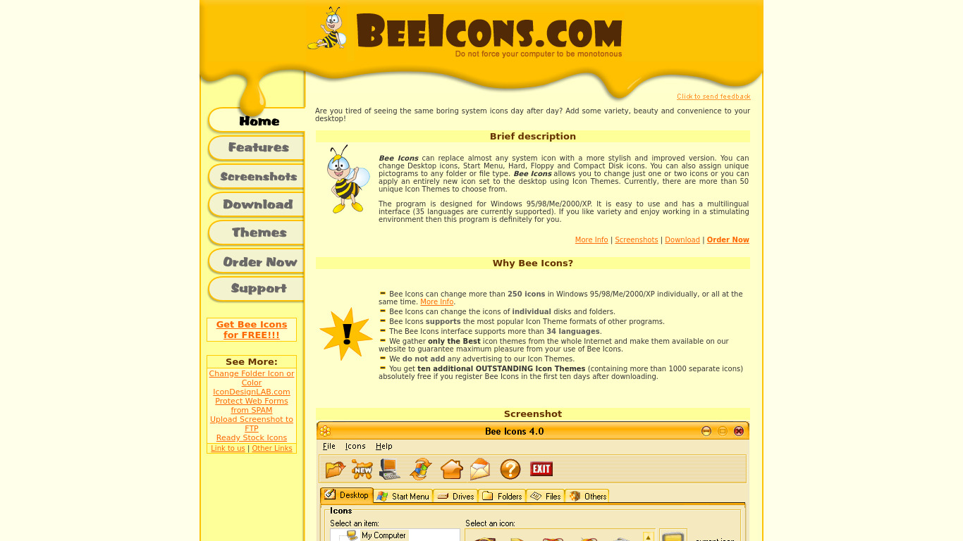 Bee Icons Landing page