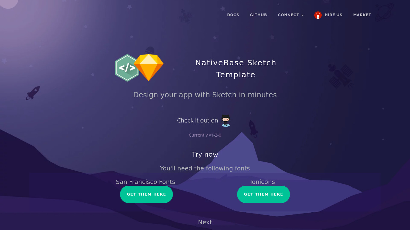 NativeBase Sketch Template Landing page