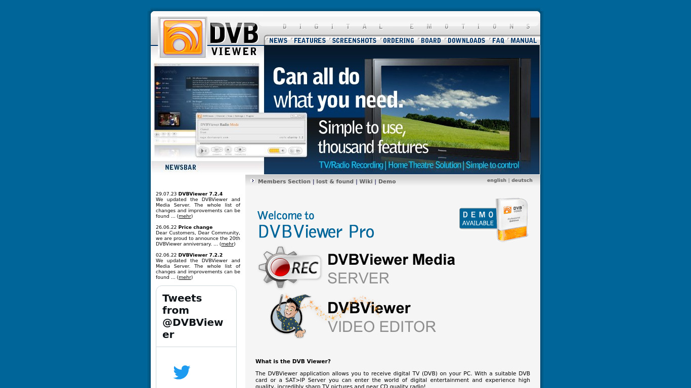 DVBViewer Landing page