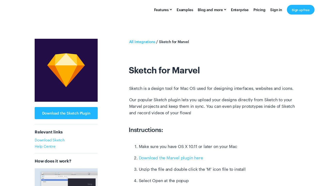 Marvel Sketch Plugin Landing page