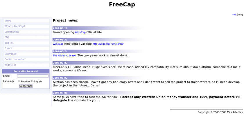 FreeCap Landing Page