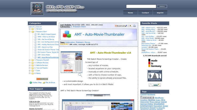Auto-Movie-Thumbnailer Landing Page
