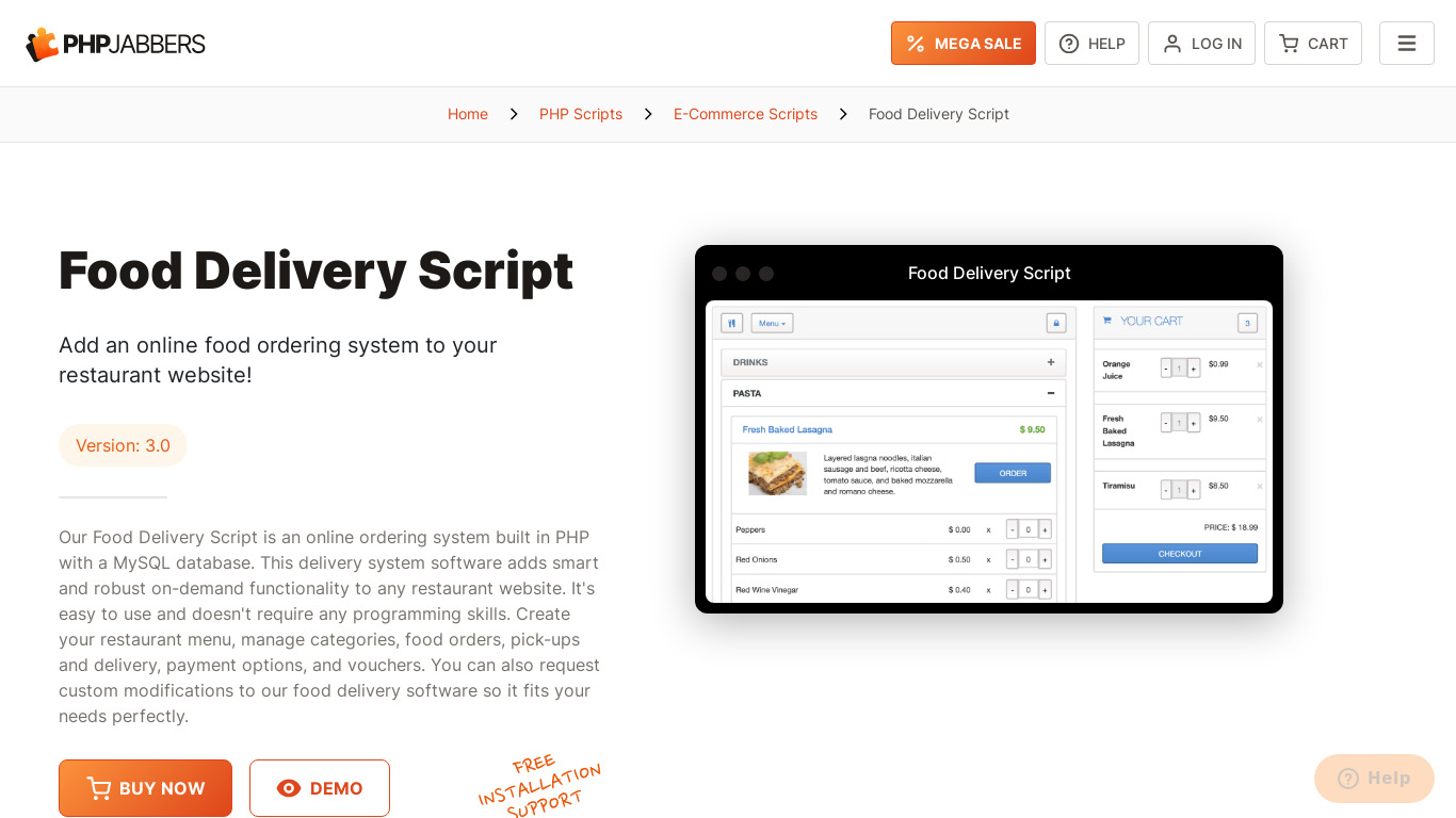 Food Delivery Script Landing page