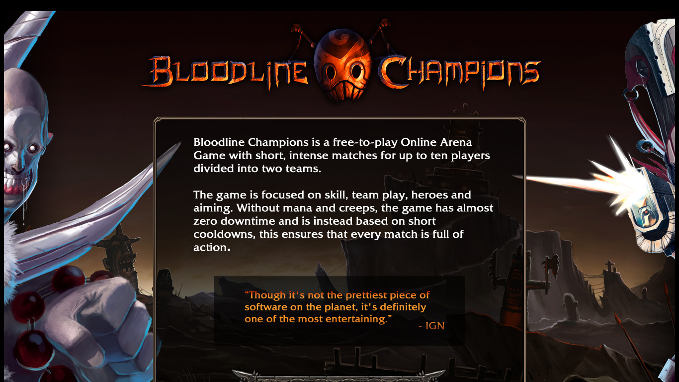 Bloodline Champions Landing page