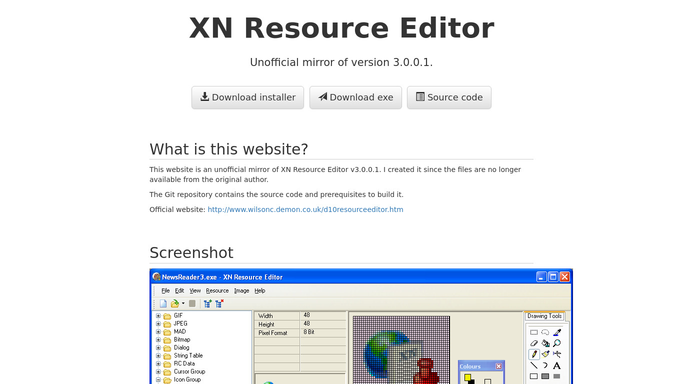 XN Resource Editor Landing page