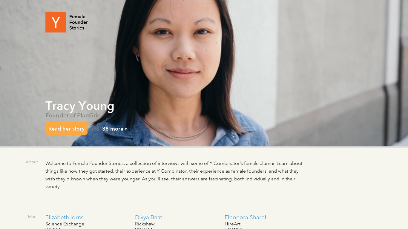 Female Founder Stories Landing page
