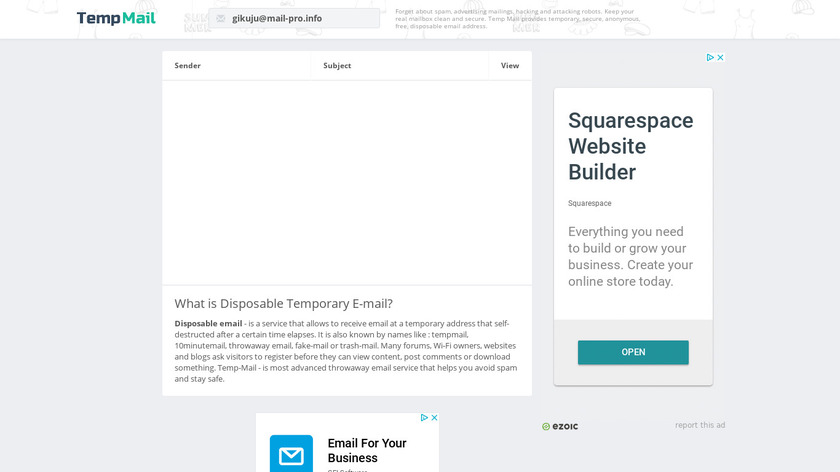 TempMail Landing Page
