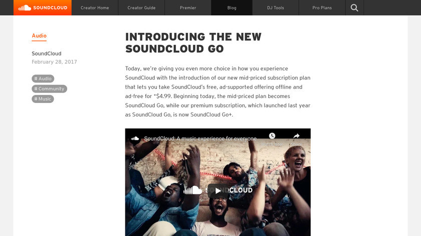 New SoundCloud Go Landing Page