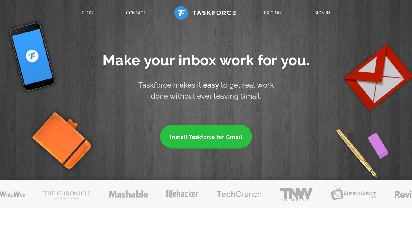 TaskForce Landing page