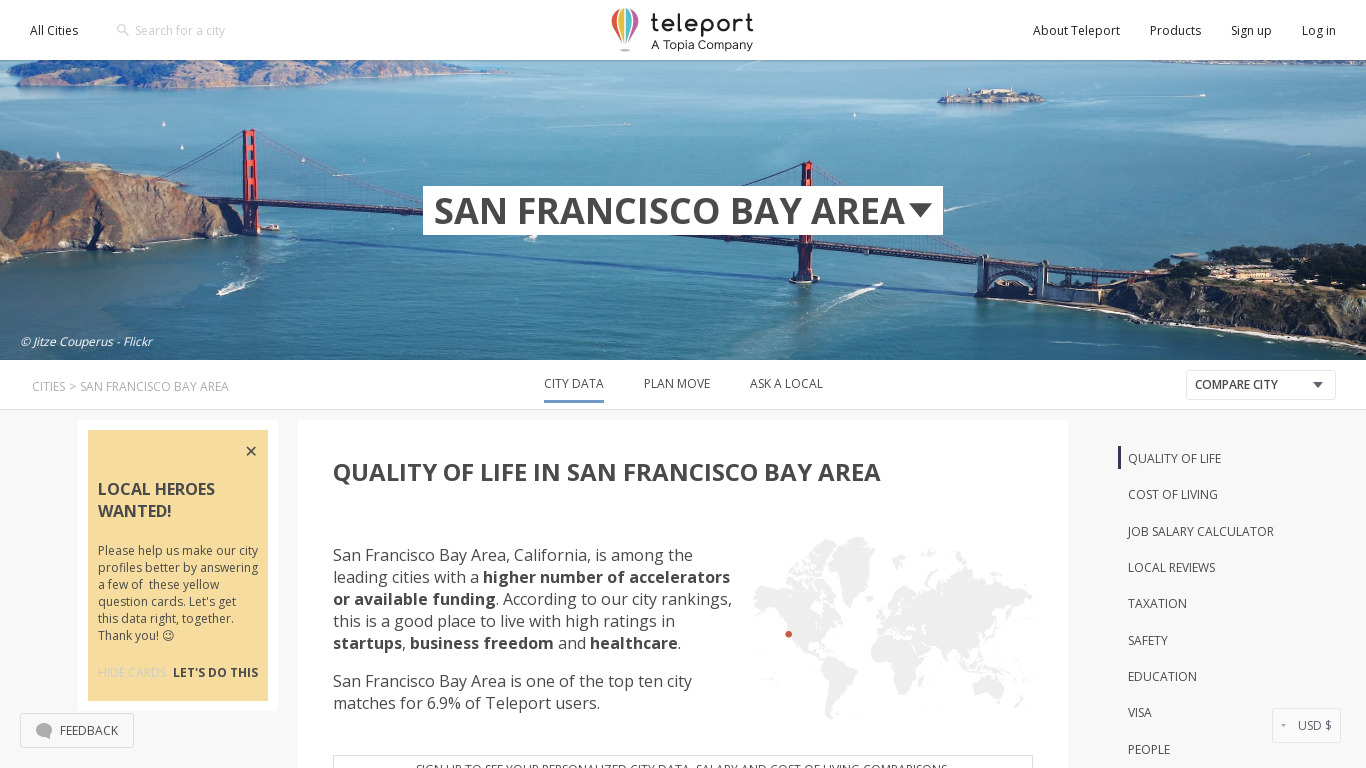 Bay Area Teleport Landing page