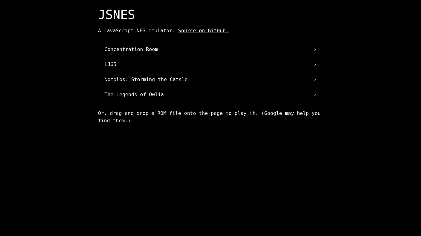 JSNES Landing page