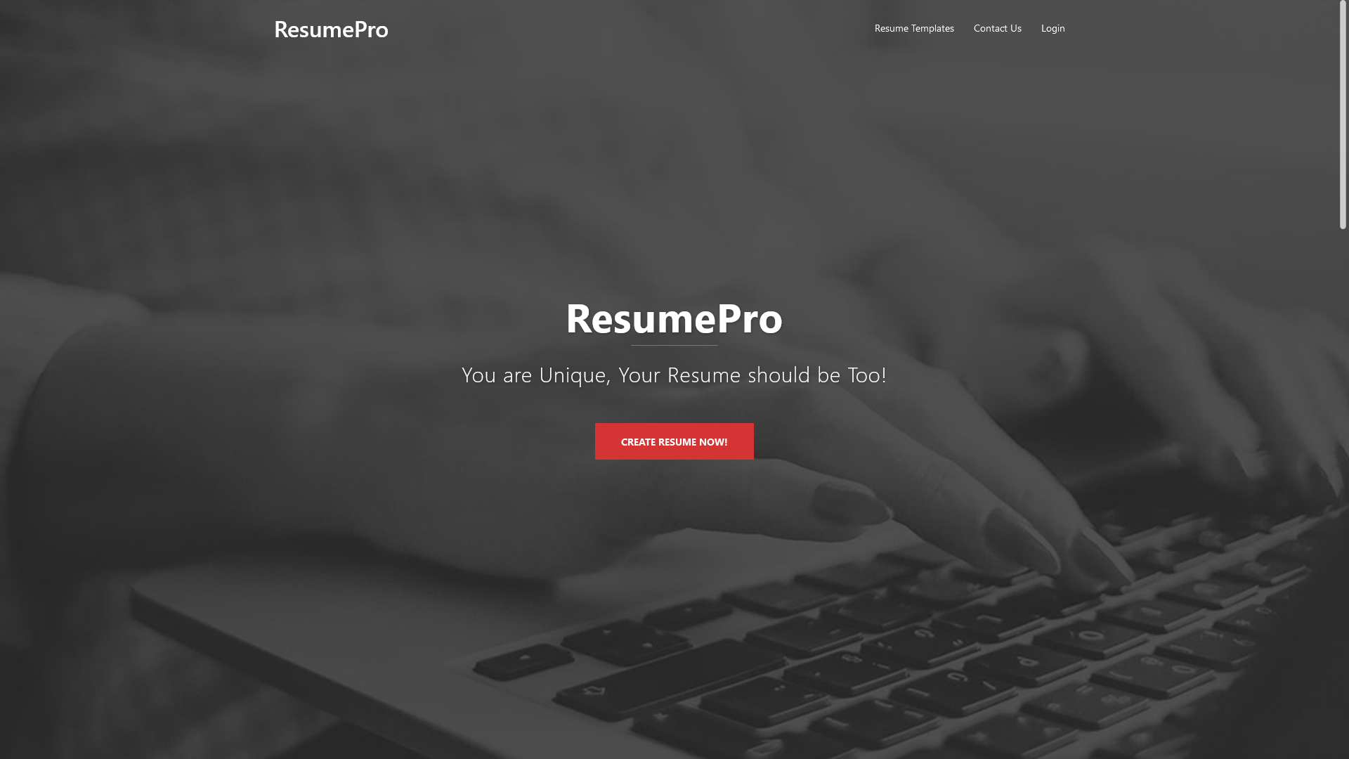 ResumePro Landing page