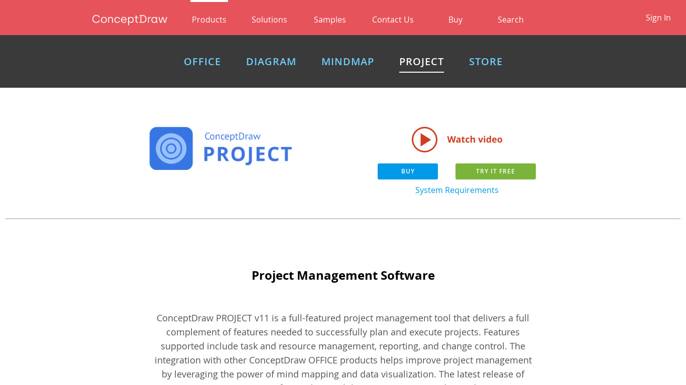 ConceptDraw Project Landing page