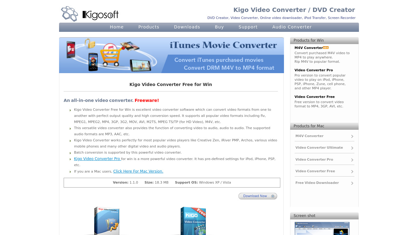 Kigo Video Converter Landing page