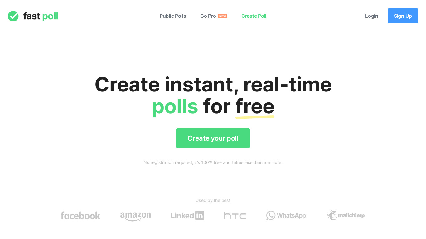 Fast Poll Landing page