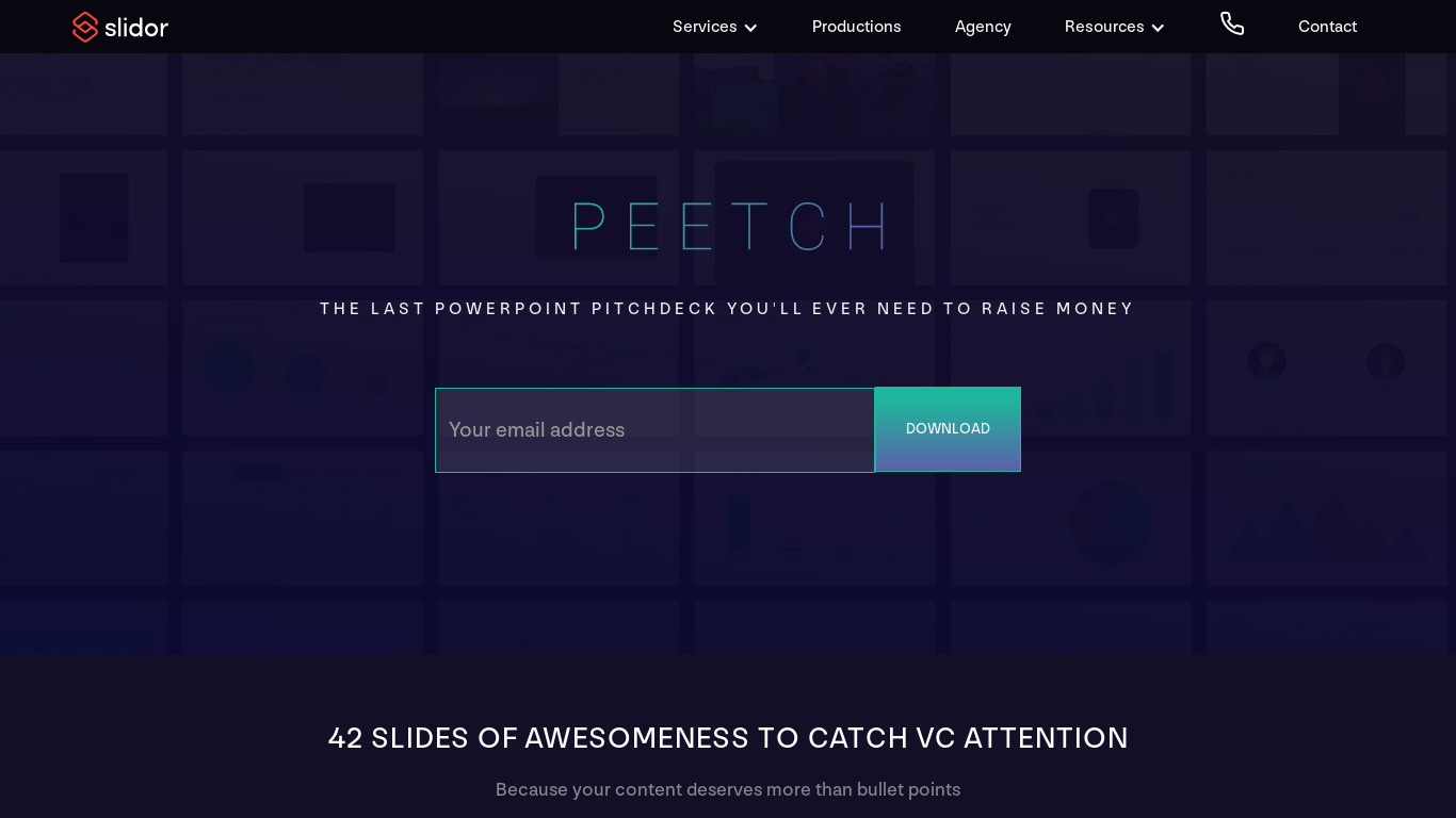 Peetch Landing page