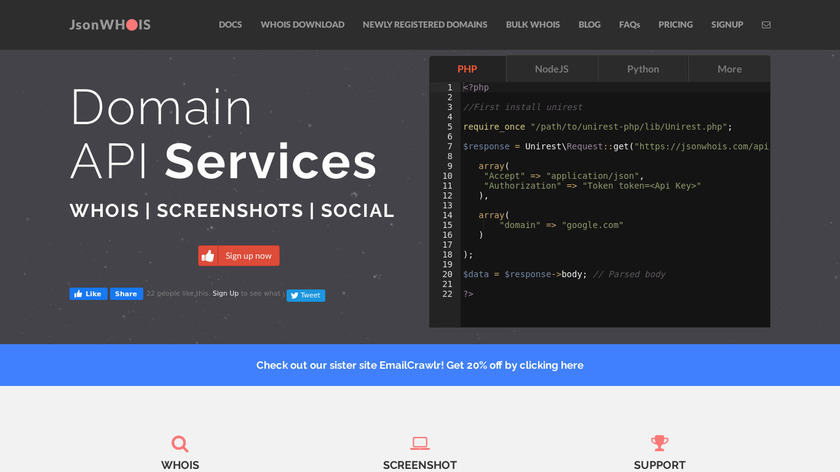 JsonWhois Landing Page