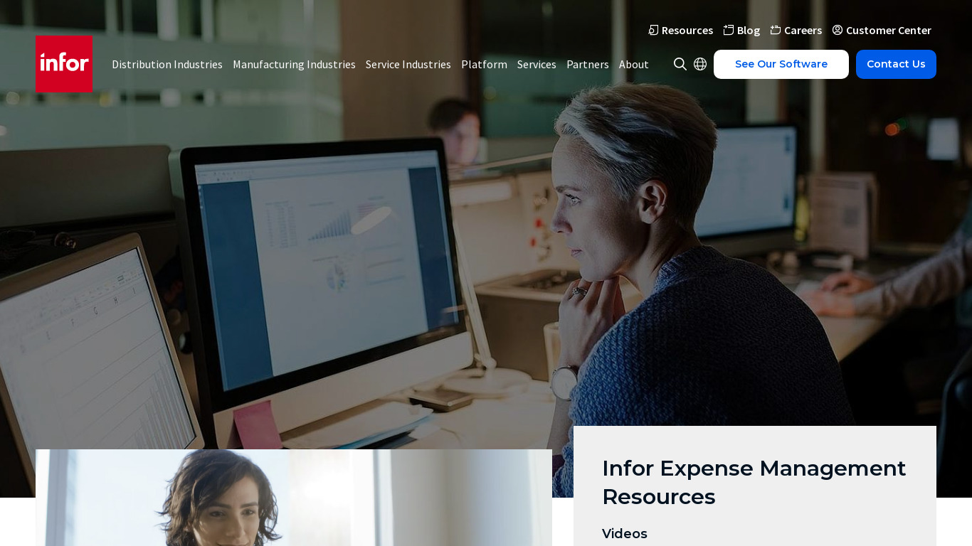 Infor Expense Management Landing page