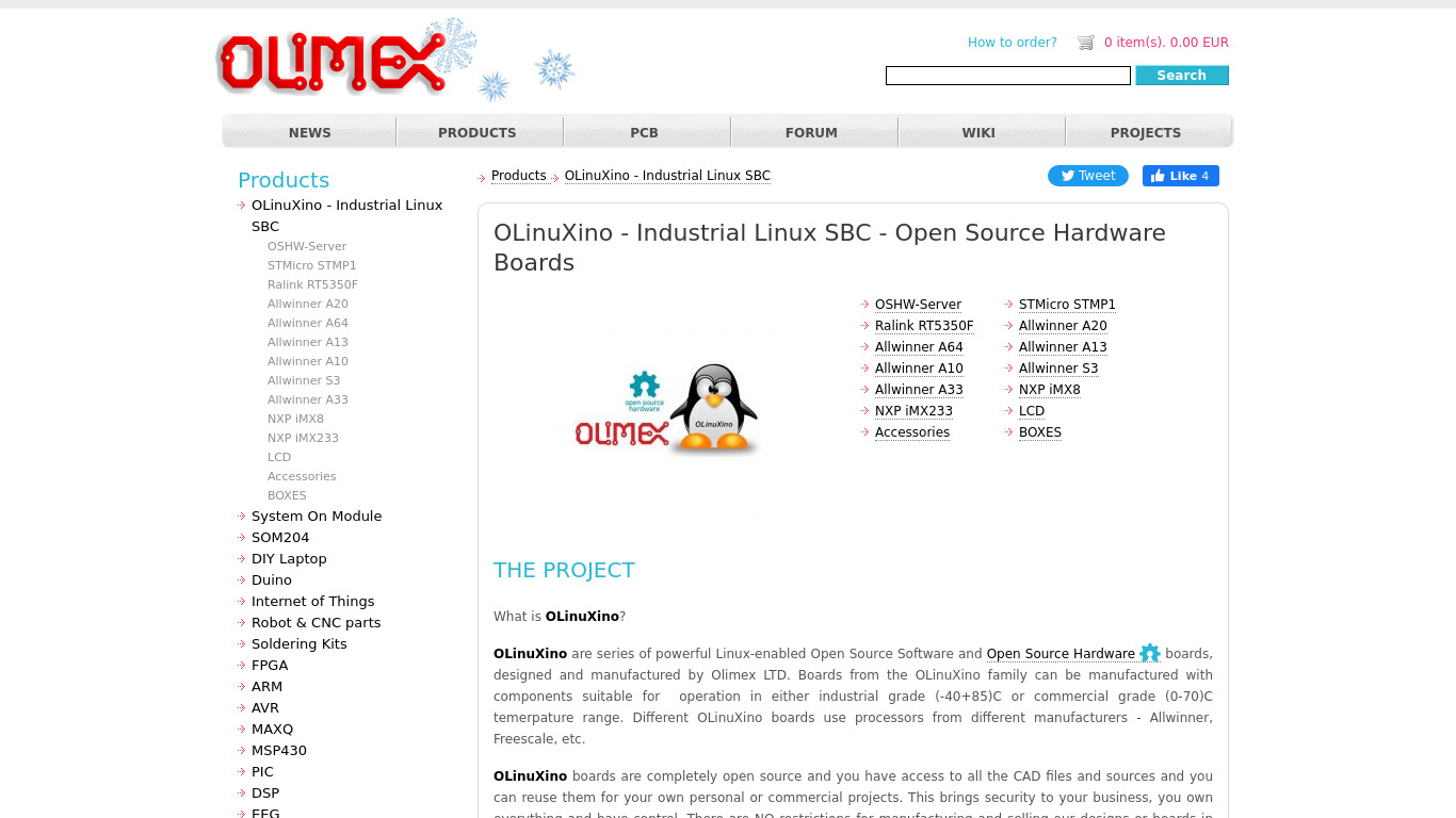 OLinuXino Landing page