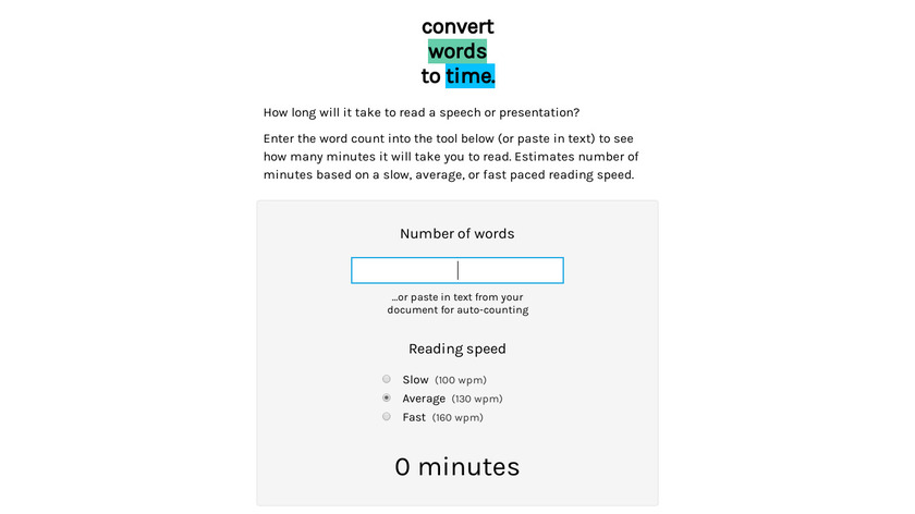 Words to Time Landing Page