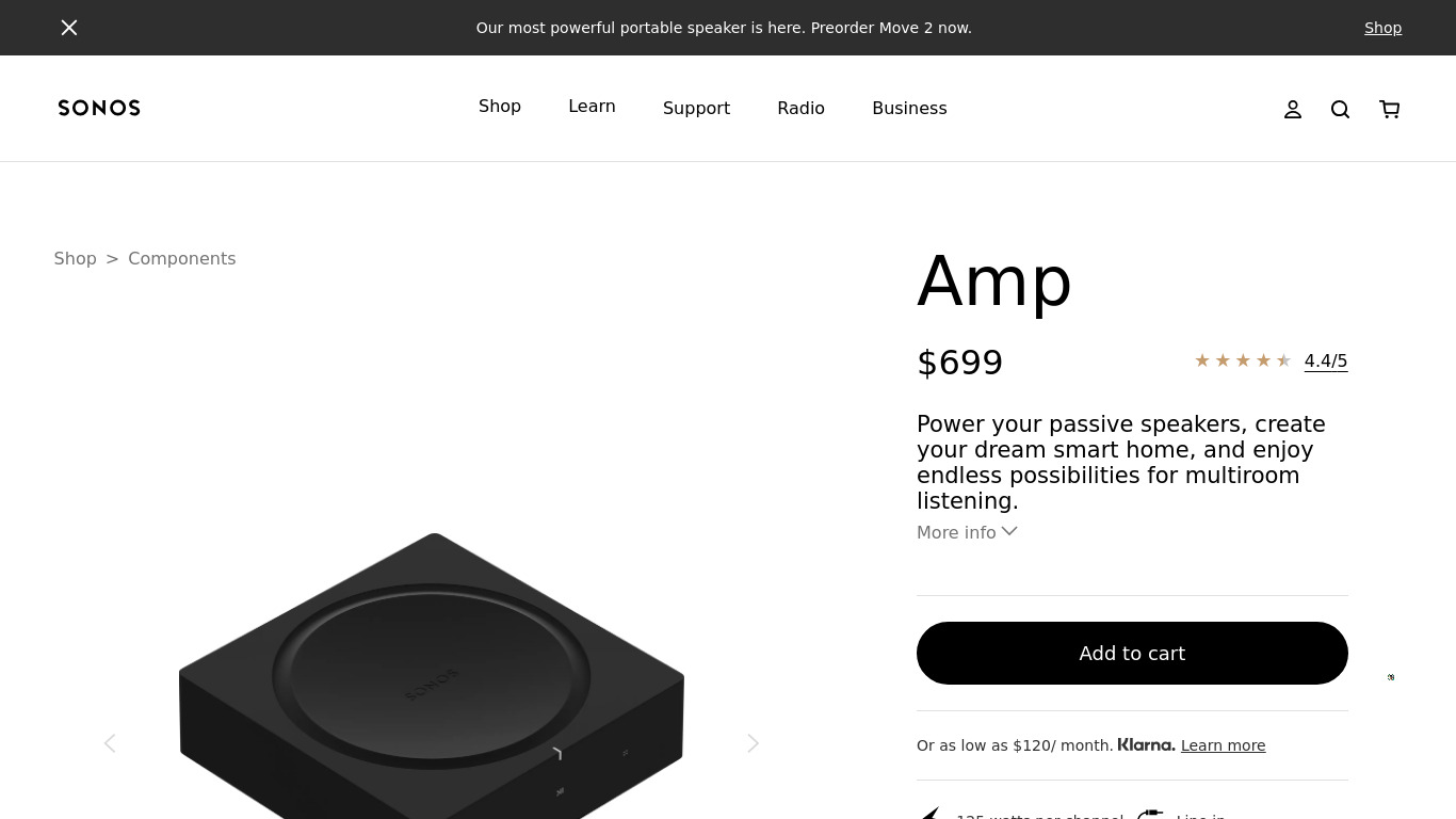 Sonos Amp Landing page