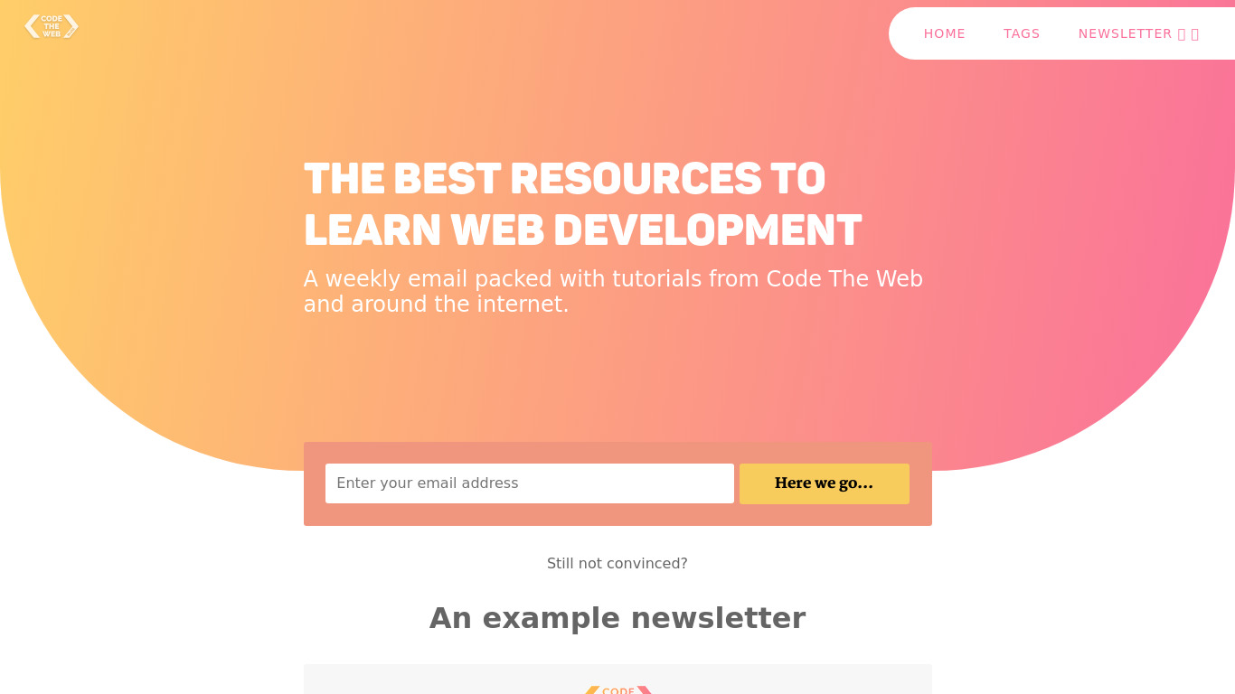 Code The Web Weekly Landing page