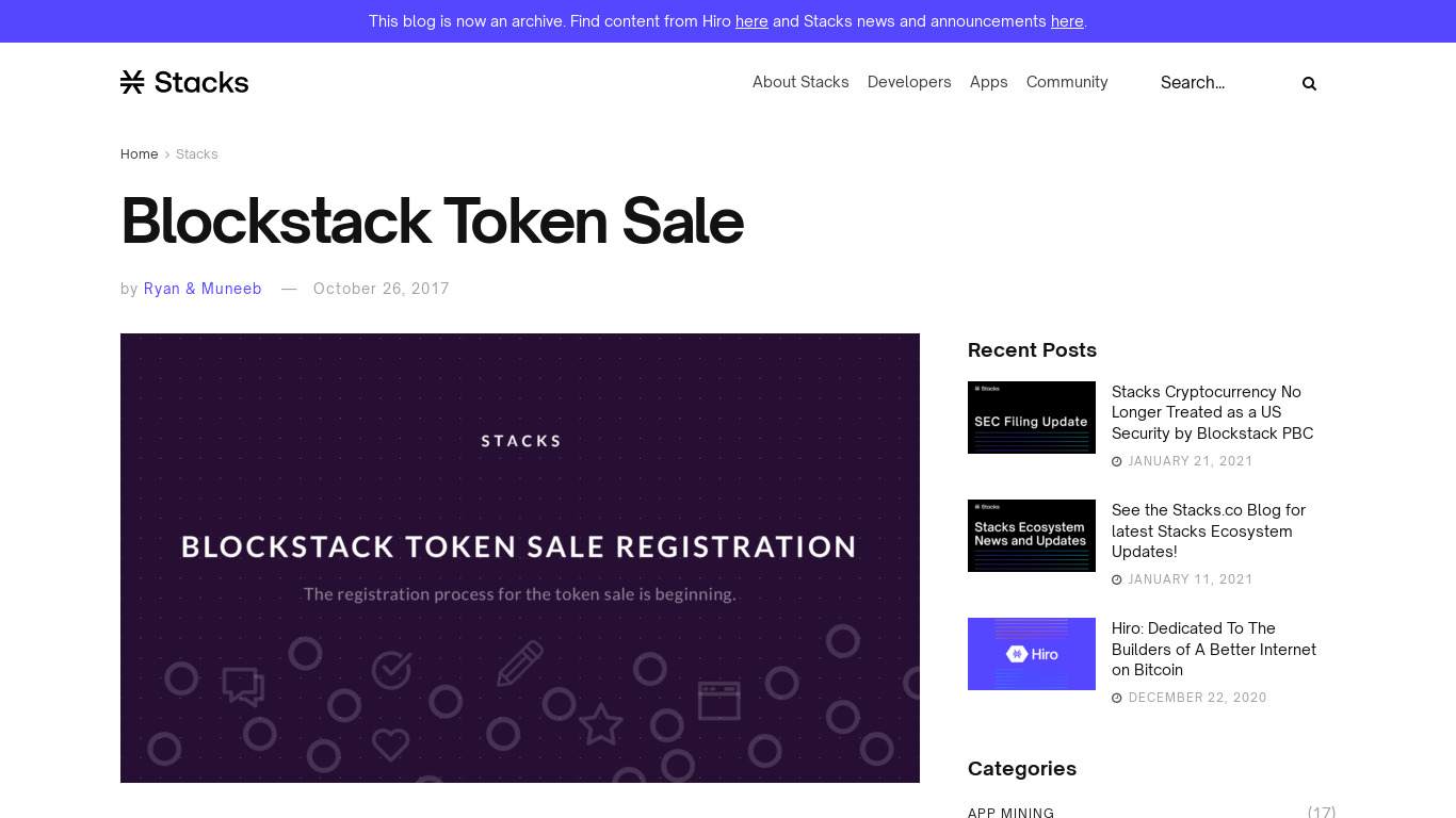 Blockstack Token Landing page