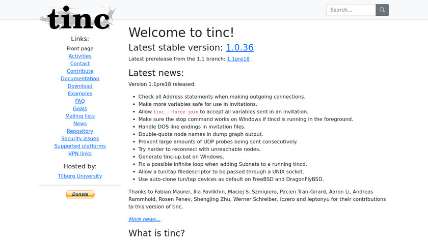Tinc VPN Landing Page