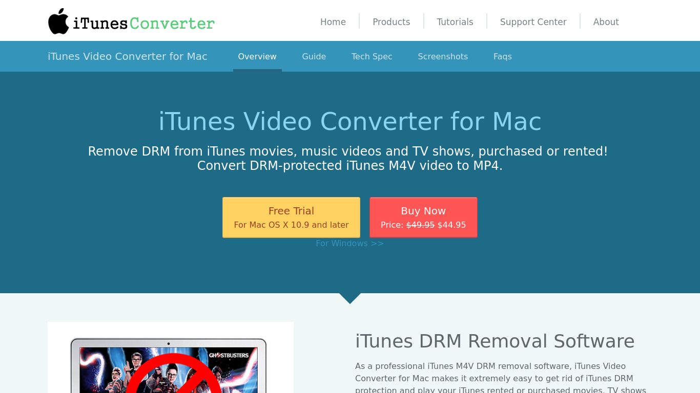 iTunes Video Converter for Mac Landing page