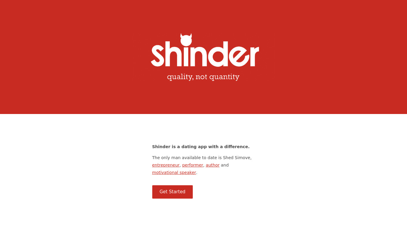 Shinder Landing page