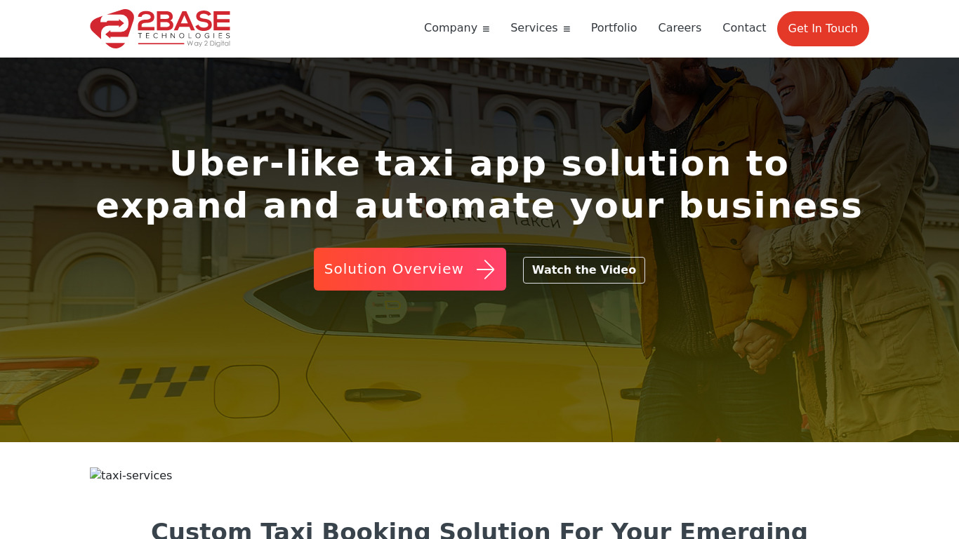 Taxi on the Go Landing page