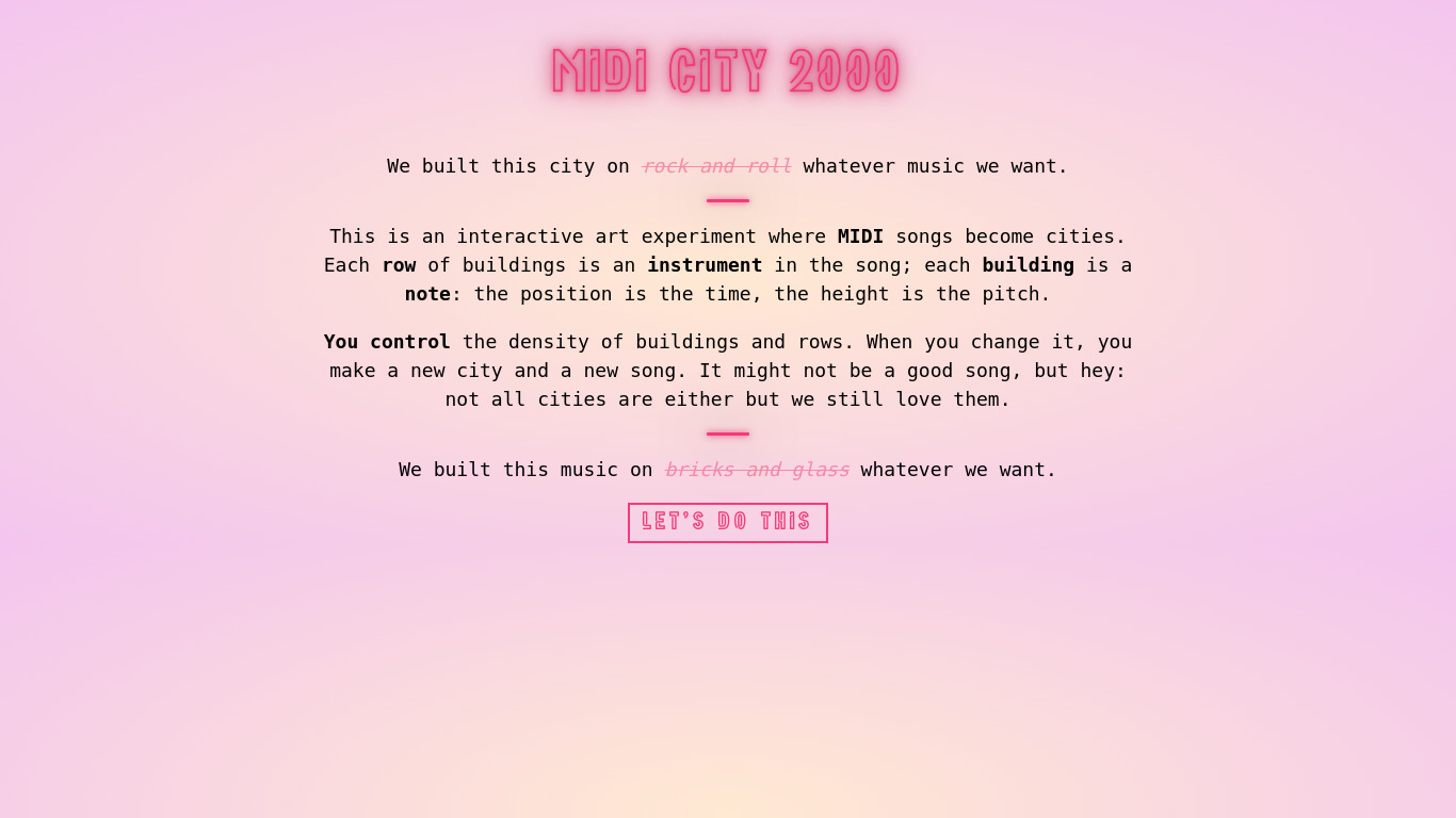 MIDI CITY 2000 Landing page