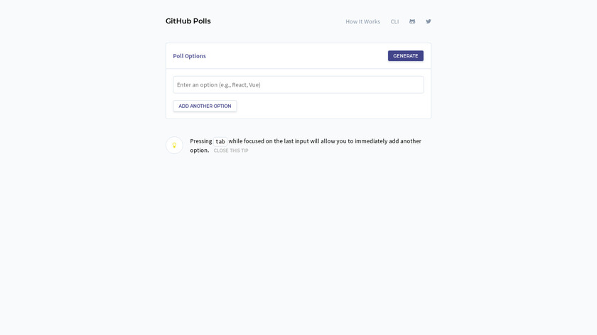 GitHub Polls Landing Page