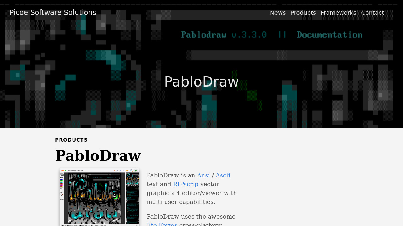 PabloDraw Landing page