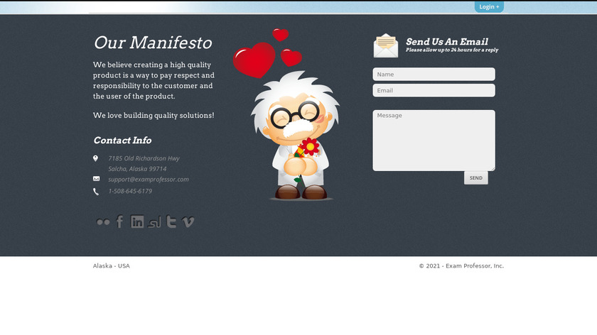 Exam Professor Landing Page