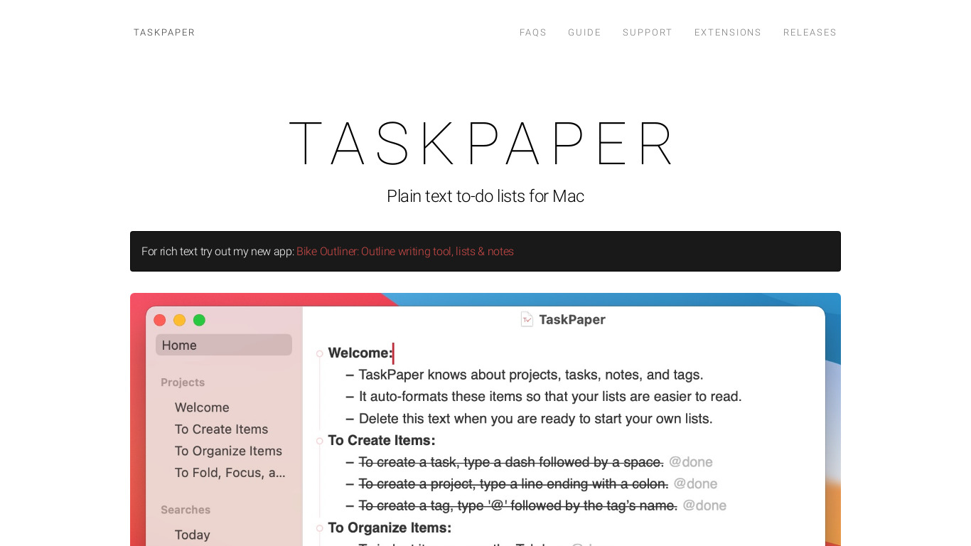 TaskPaper Landing page