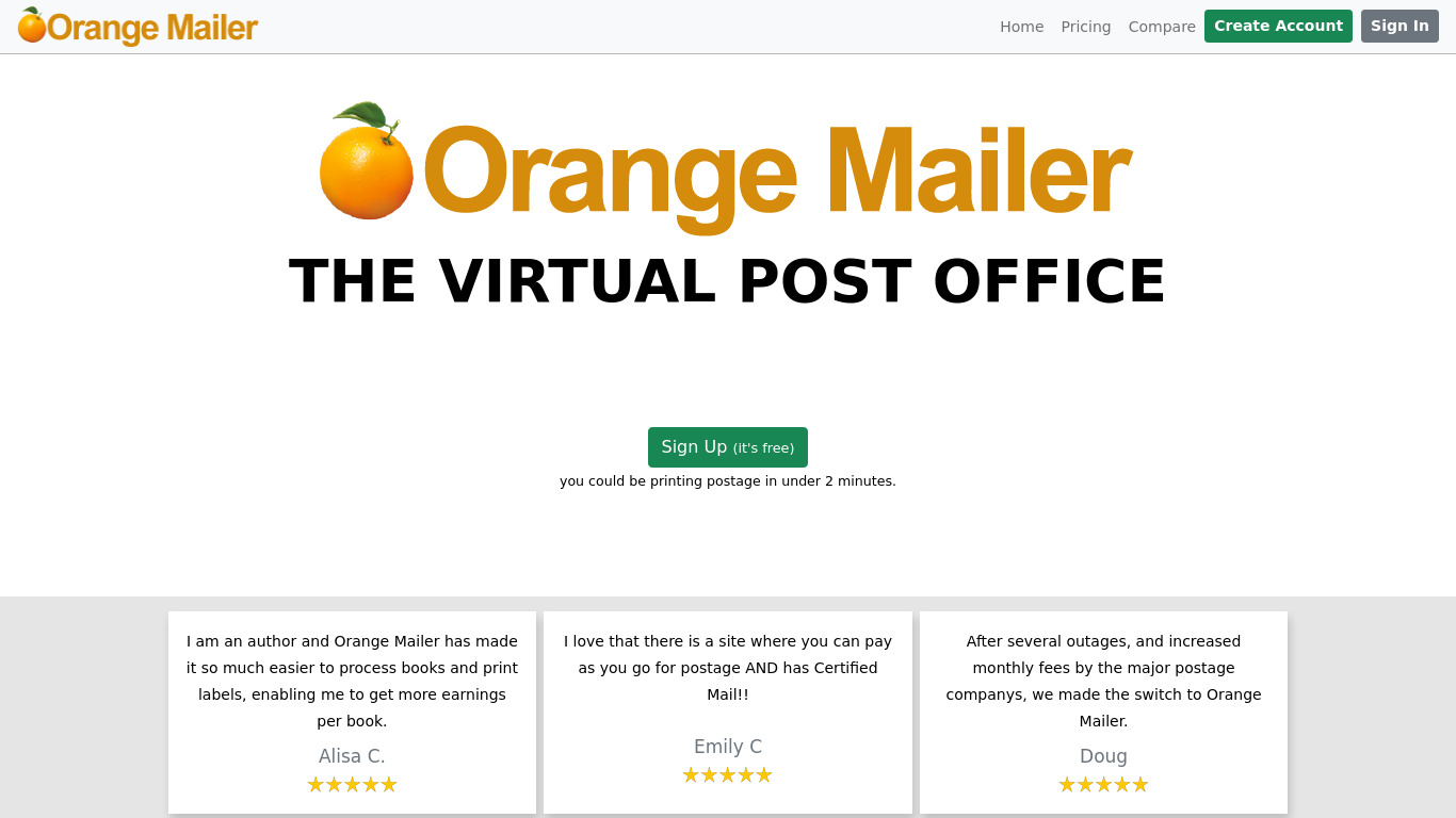Orange Mailer Landing page
