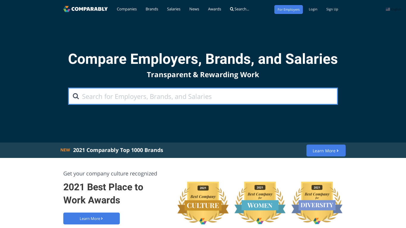 Comparably Landing page