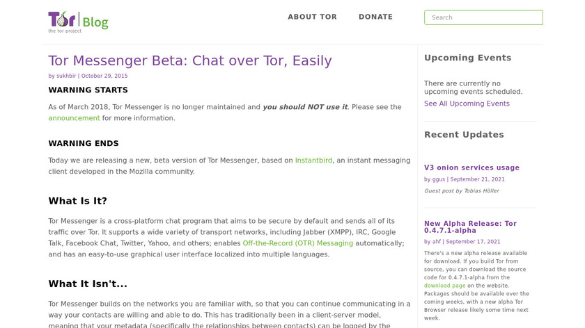 Tor Messenger Landing Page