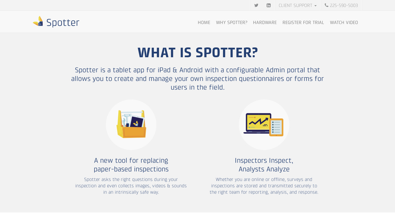 Spotter Landing page