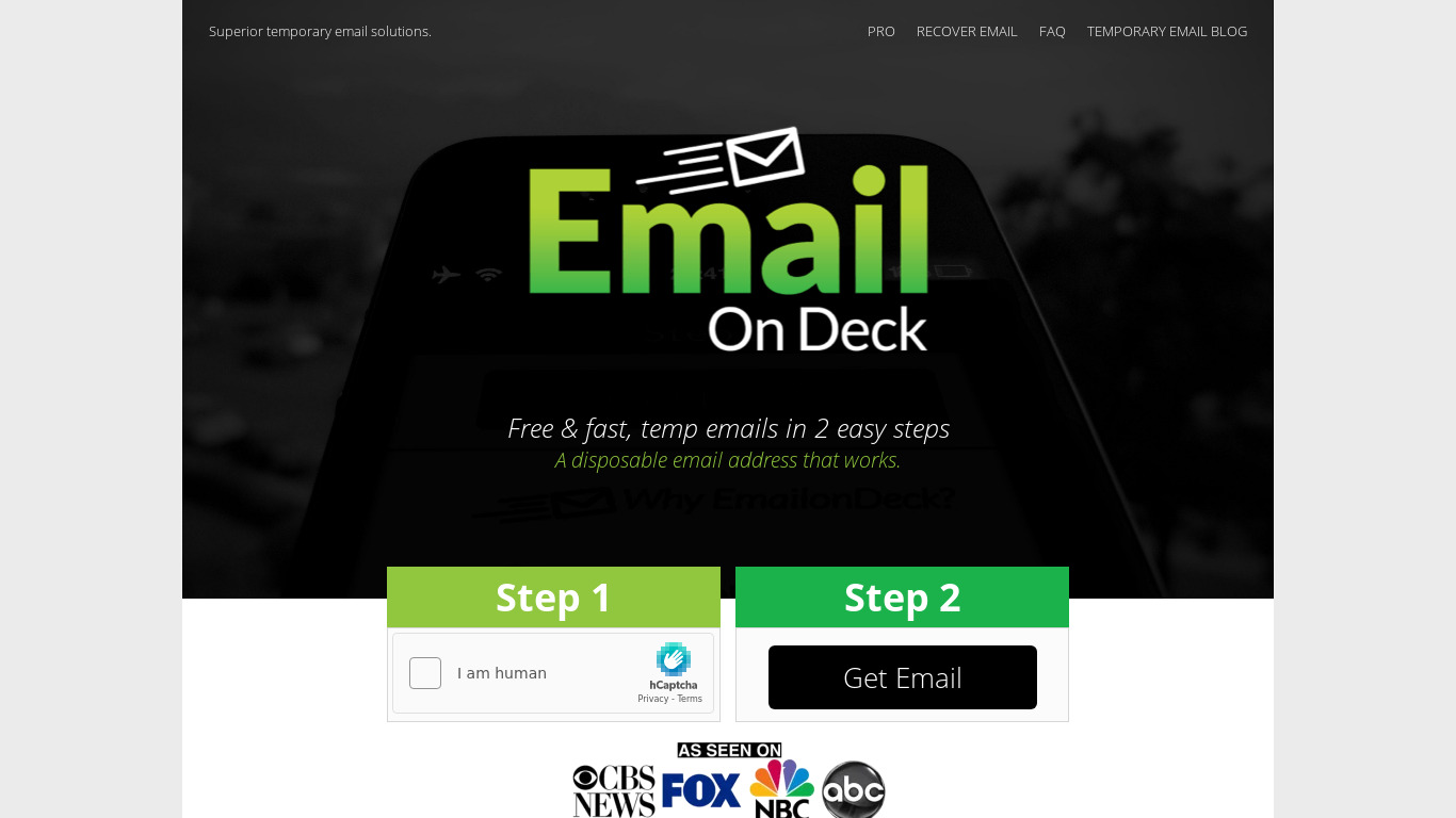 Email On Deck Landing page