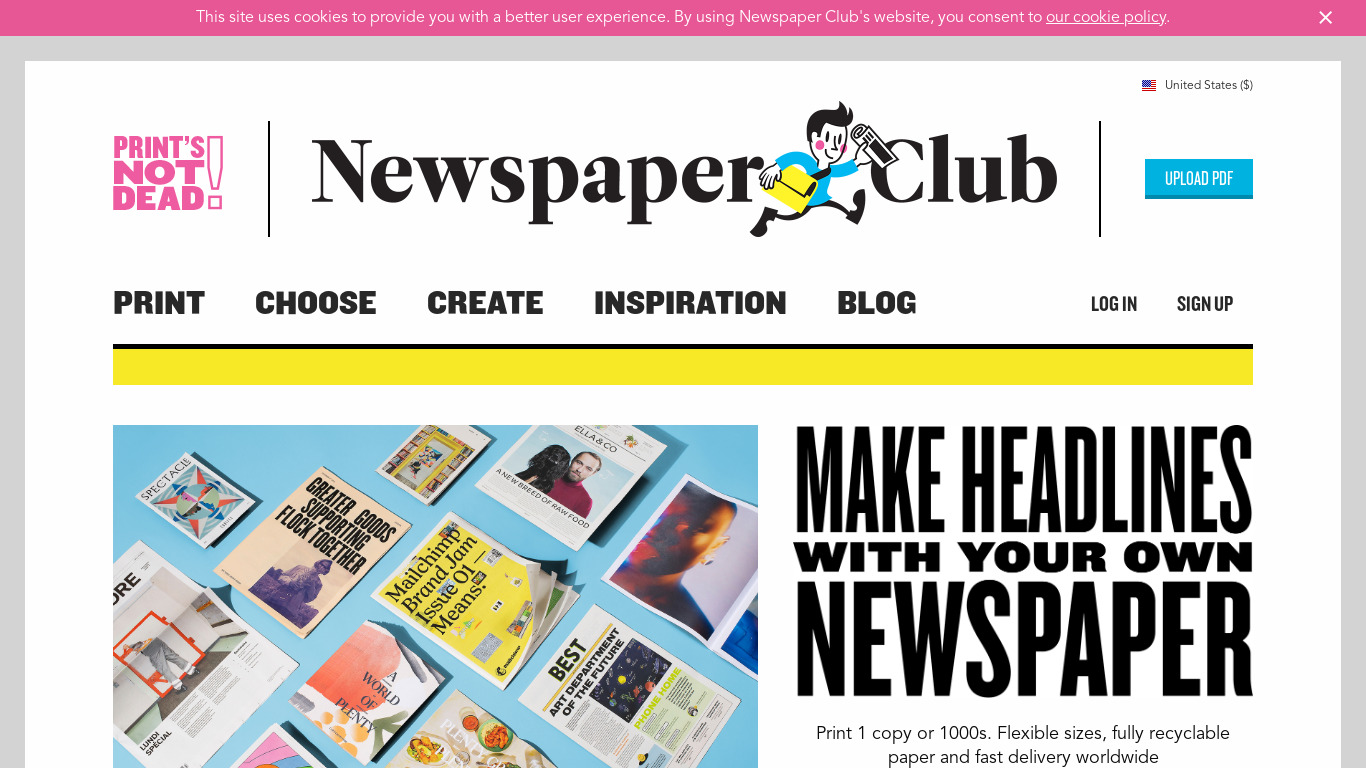 Newspaper Club Landing page