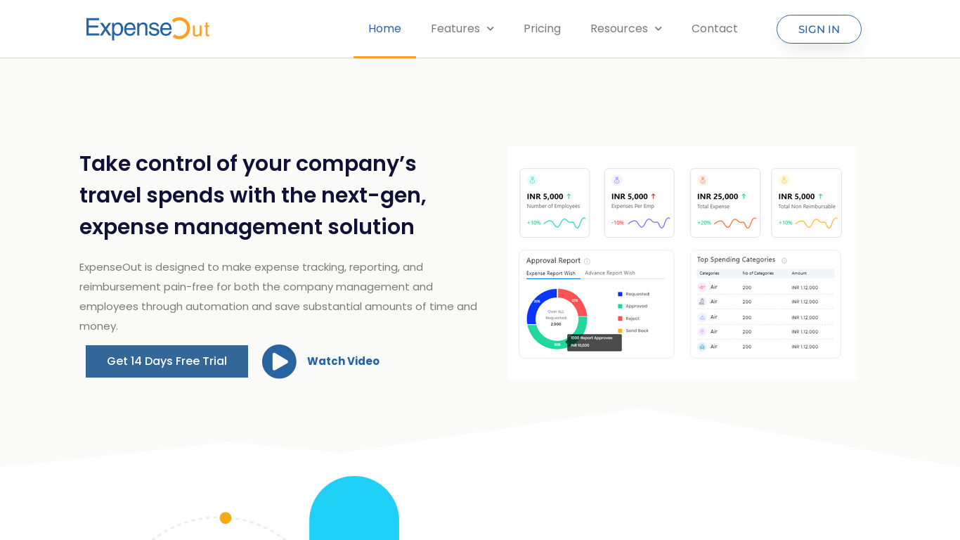 Expenseout Landing page