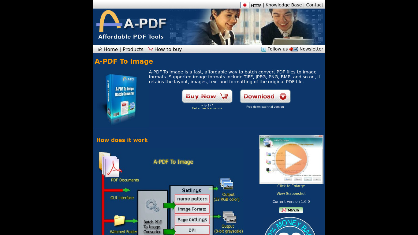 A-PDF to Image Landing page