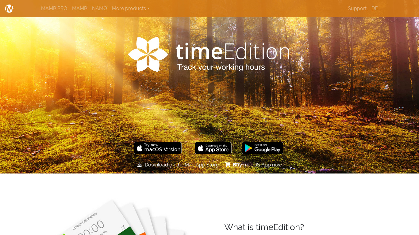 timeEdition Landing page