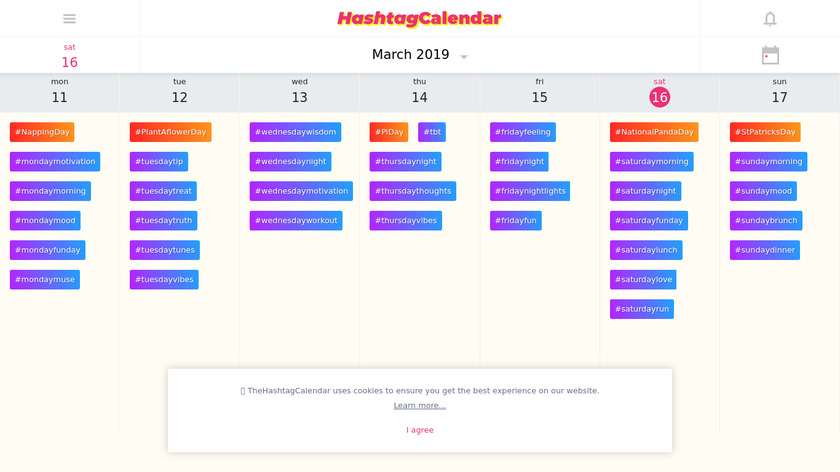 Thehashtagcalendar.com Landing Page