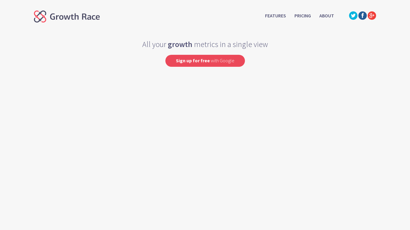 Growth Race Landing page